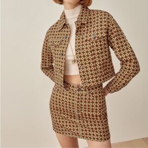 Reformation Brown and Yellow Patterned Skirt